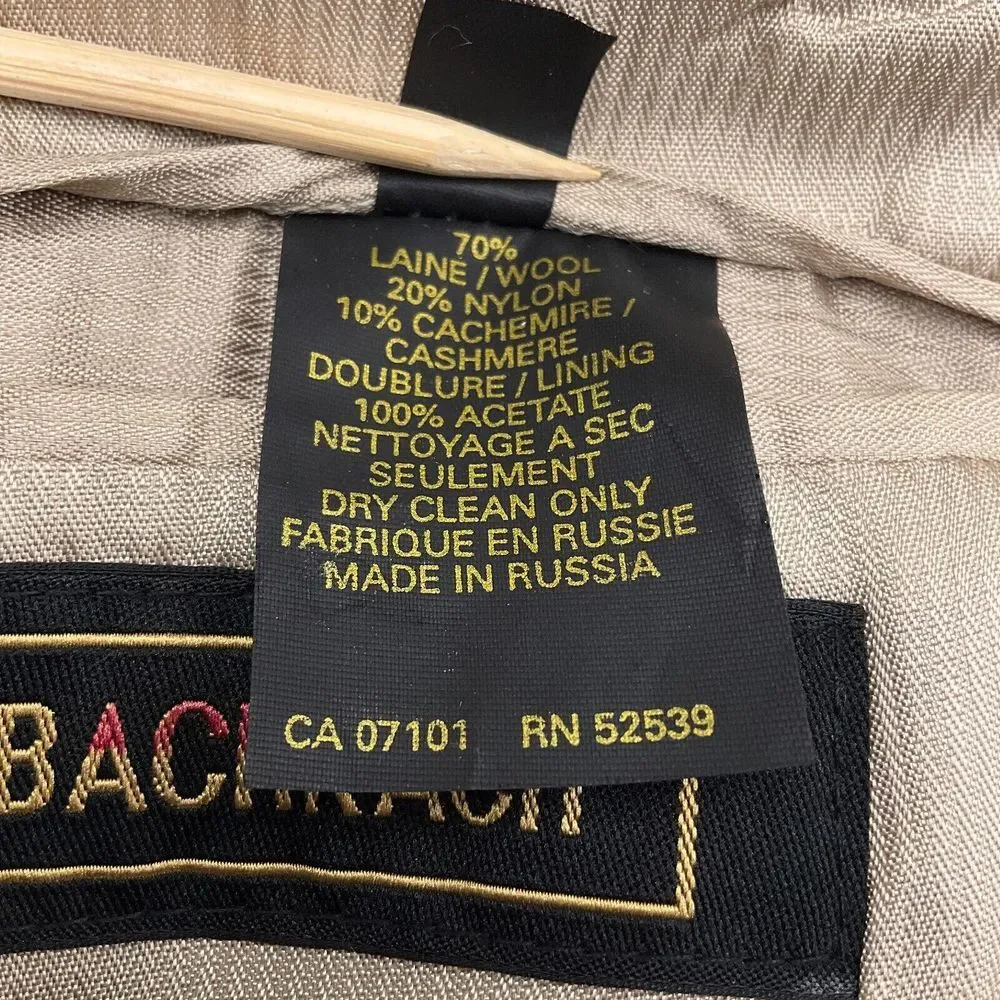 Bachrach Blazer Men‎ 42 Tall Long Beige Wool Cashmere Classic Jacket Russia